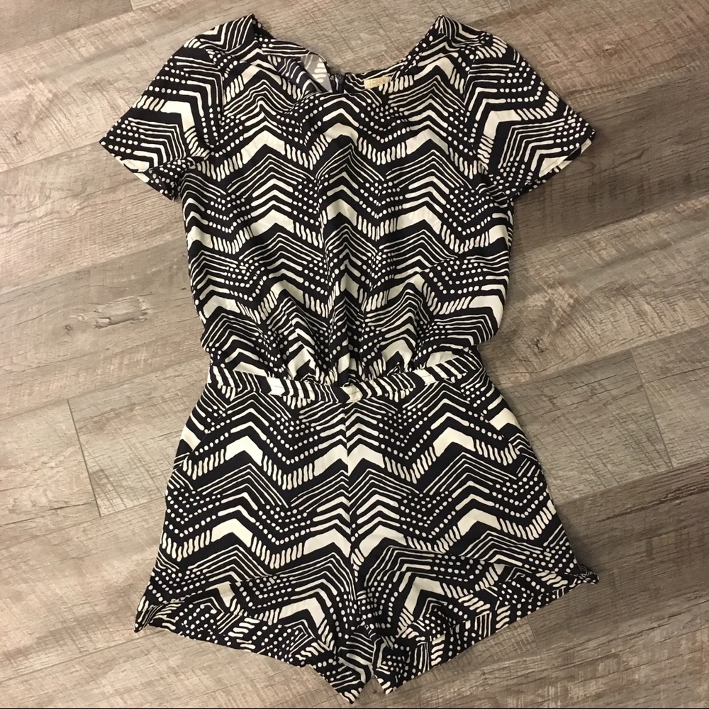 J.Crew Chevron Navy and White Romper